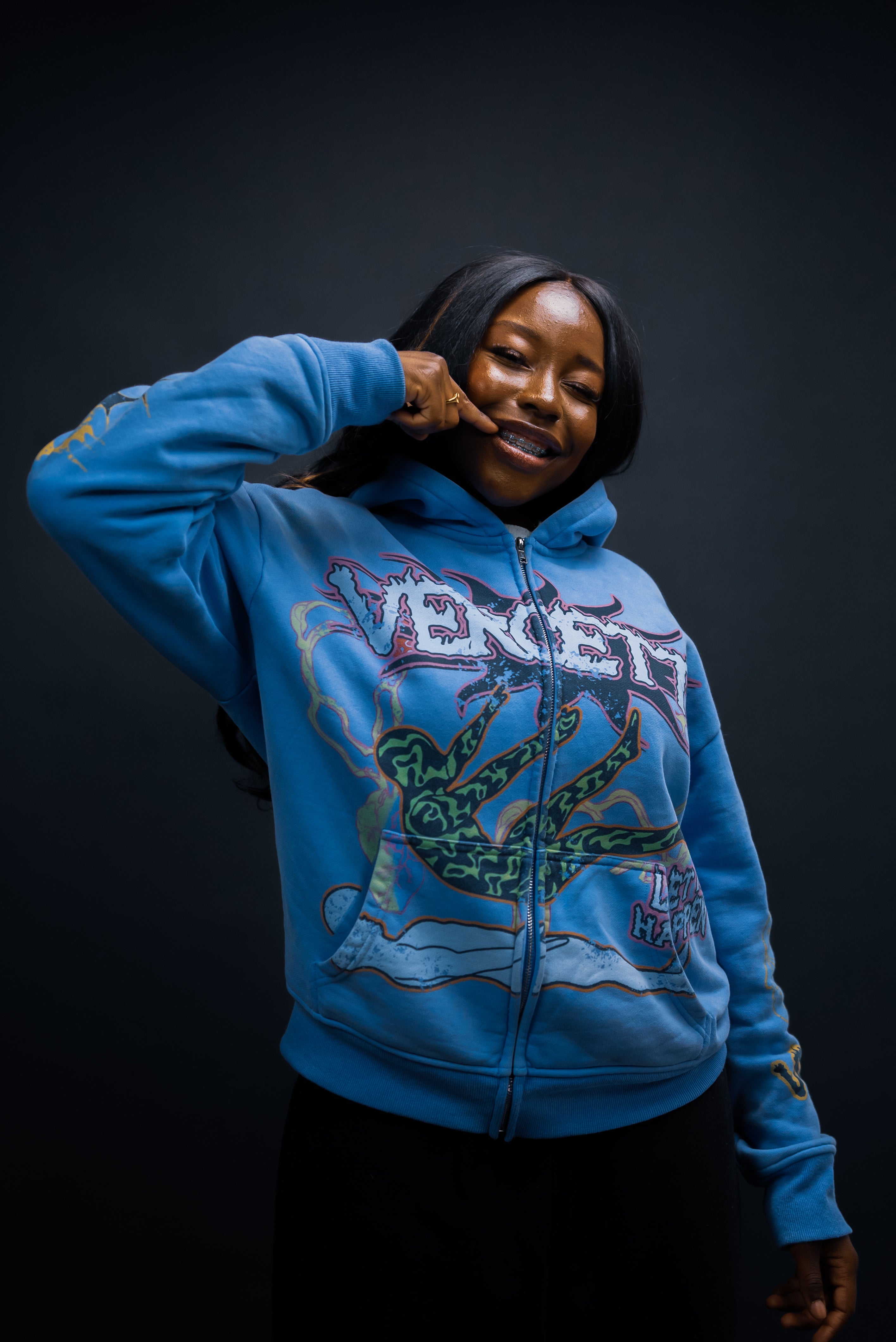 Blue freeze zip up